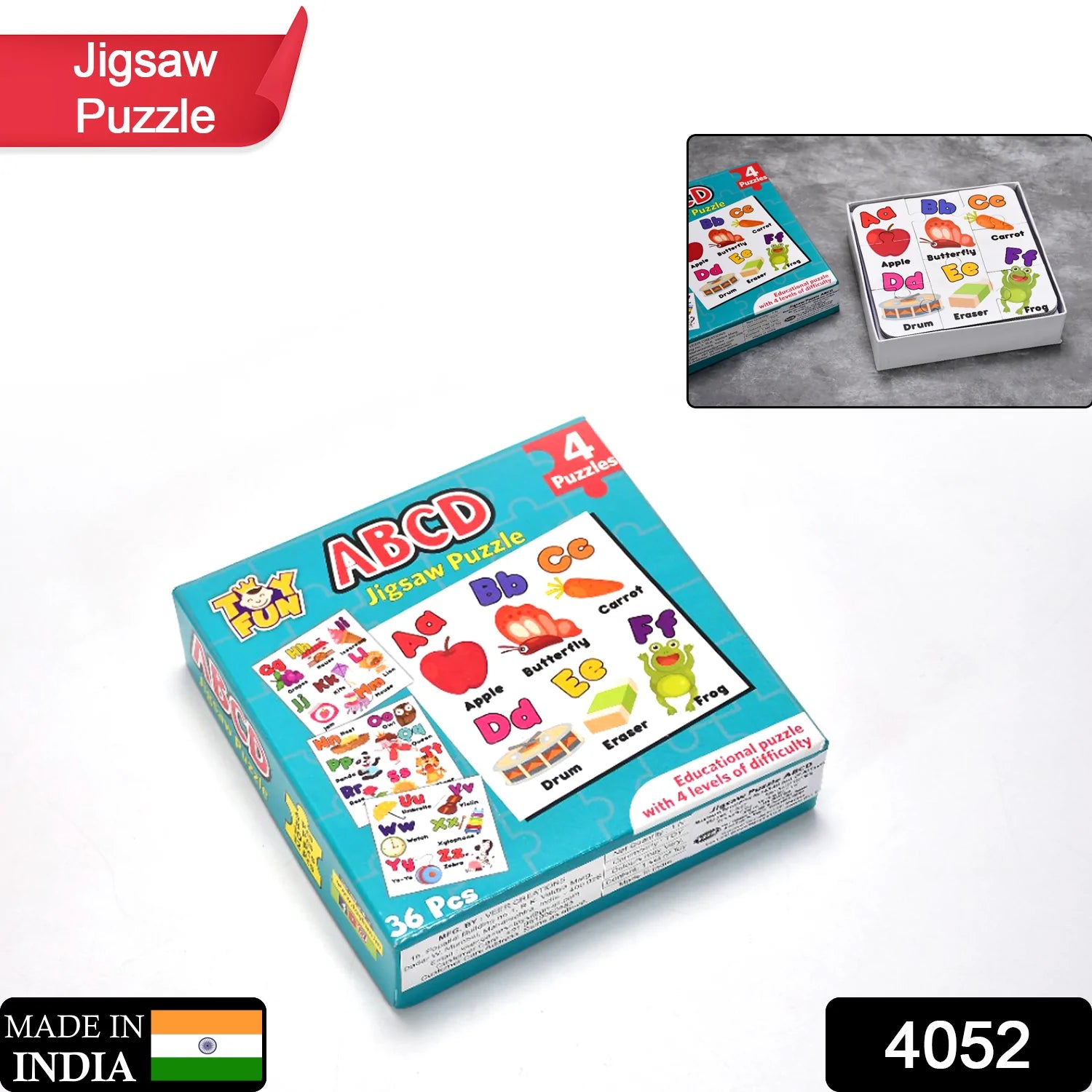 4052 Learning Abcd JigaSaw Toy Puzzle For Children (4 Puzzles Pack) DeoDap 4052 Learning Abcd JigaSaw Toy Puzzle For Children (4 Puzzles Pack) DeoDap